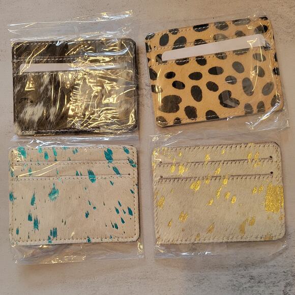 Black White Cowhide Card Holder – Genuine Hair-On Leather Wallet - Picture 4 of 7